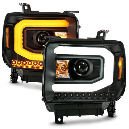 ANZO GMC SIERRA 1500 14 - 15 2500H/15 - 19 Projector Headlight Plank Style Black w/ Switchback (Halogen) - CPC Performance