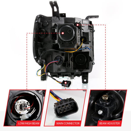 ANZO GMC SIERRA 1500 14 - 15 2500H/15 - 19 Projector Headlight Plank Style Black w/ Switchback (Halogen) - CPC Performance