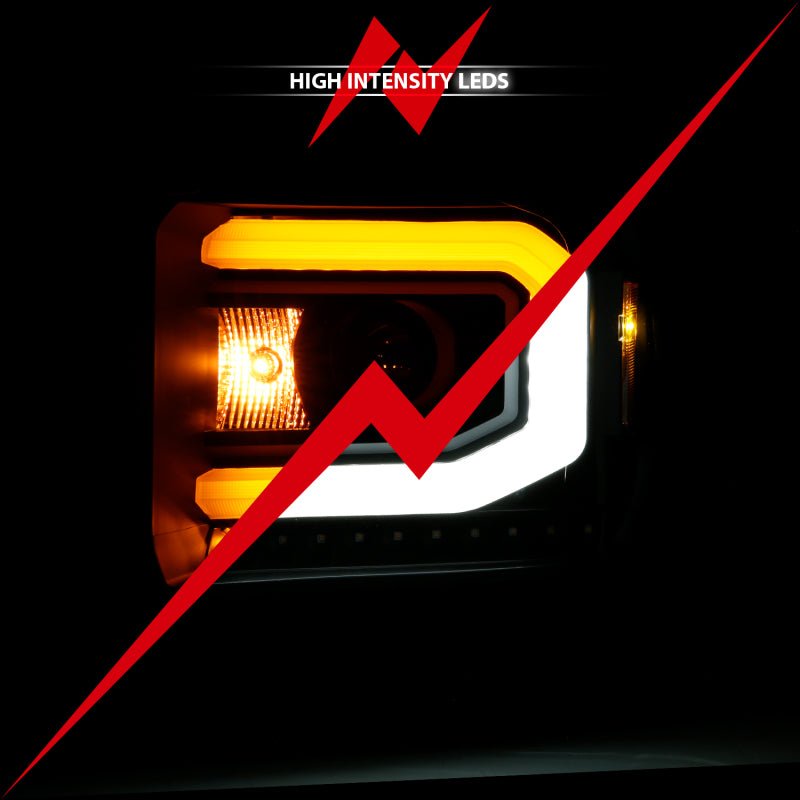ANZO GMC SIERRA 1500 14 - 15 2500H/15 - 19 Projector Headlight Plank Style Black w/ Switchback (Halogen) - CPC Performance