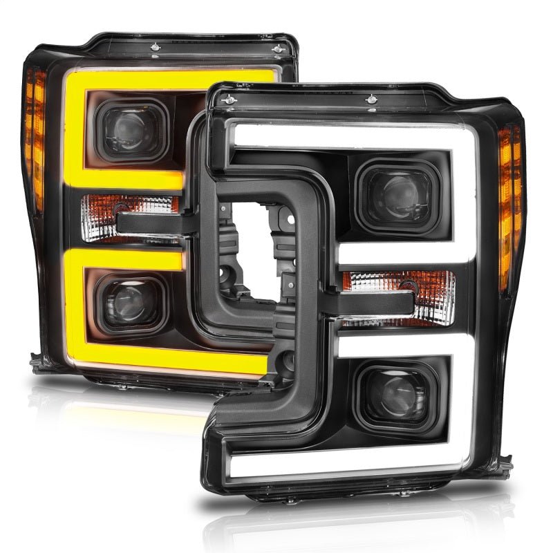 ANZO LED Headlights 17 - 18 Ford F - 250 Super Duty Plank - Style L.E.D. Headlight Black (Pair) - CPC Performance
