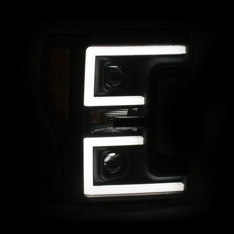 ANZO LED Headlights 17 - 18 Ford F - 250 Super Duty Plank - Style L.E.D. Headlight Black (Pair) - CPC Performance
