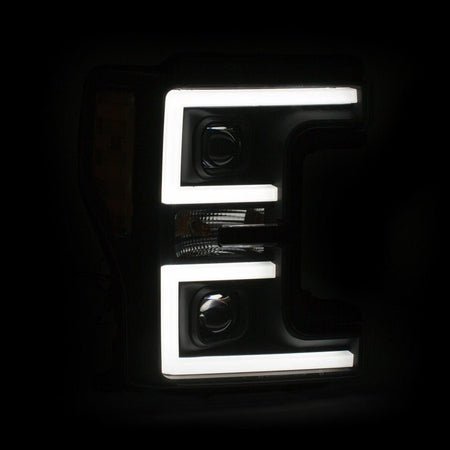 ANZO LED Headlights 17 - 18 Ford F - 250 Super Duty Plank - Style L.E.D. Headlight Black (Pair) - CPC Performance