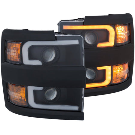 ANZO Projector Headlights 15 - 17 Chevrolet Silverado 2500HD / 3500HD Black w/ Black Rim - CPC Performance