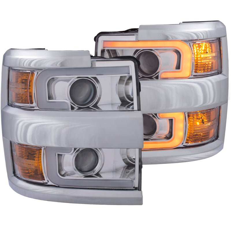 ANZO Projector Headlights 15 - 17 Chevrolet Silverado 2500HD / 3500HD Chrome w/ Chrome Rim - CPC Performance
