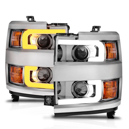 ANZO Projector Headlights 15 - 17 Chevrolet Silverado 2500HD / 3500HD Chrome w/ Chrome Rim - CPC Performance
