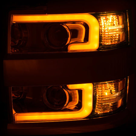 ANZO Projector Headlights 15 - 17 Chevrolet Silverado 2500HD / 3500HD Chrome w/ Chrome Rim - CPC Performance