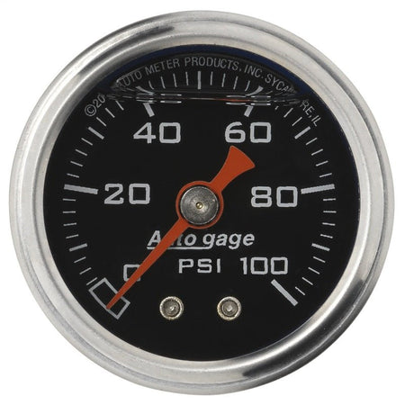 Autometer AutoGage 1.5in Liquid Filled Mechanical 0 - 100 PSI Fuel Pressure Gauge - CPC Performance