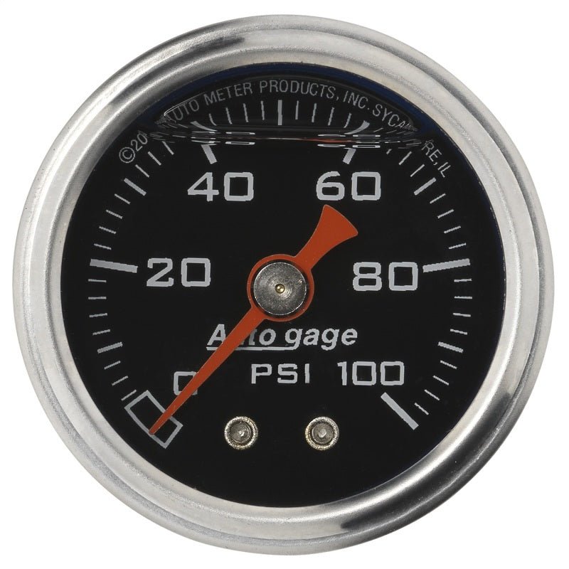 Autometer AutoGage 1.5in Liquid Filled Mechanical 0 - 100 PSI Fuel Pressure Gauge - CPC Performance