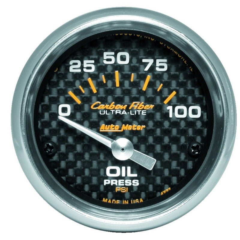 Autometer Carbon Fiber 52mm 100 PSI Electronic Oil Pressure Gauge - CPC Performance