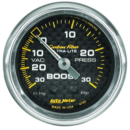 Autometer Carbon Fiber 52mm 30 PSI Mechanical Boost Gauge - CPC Performance