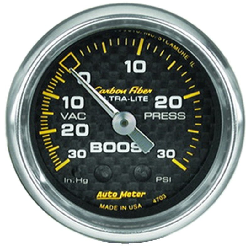 Autometer Carbon Fiber 52mm 30 PSI Mechanical Boost Gauge - CPC Performance
