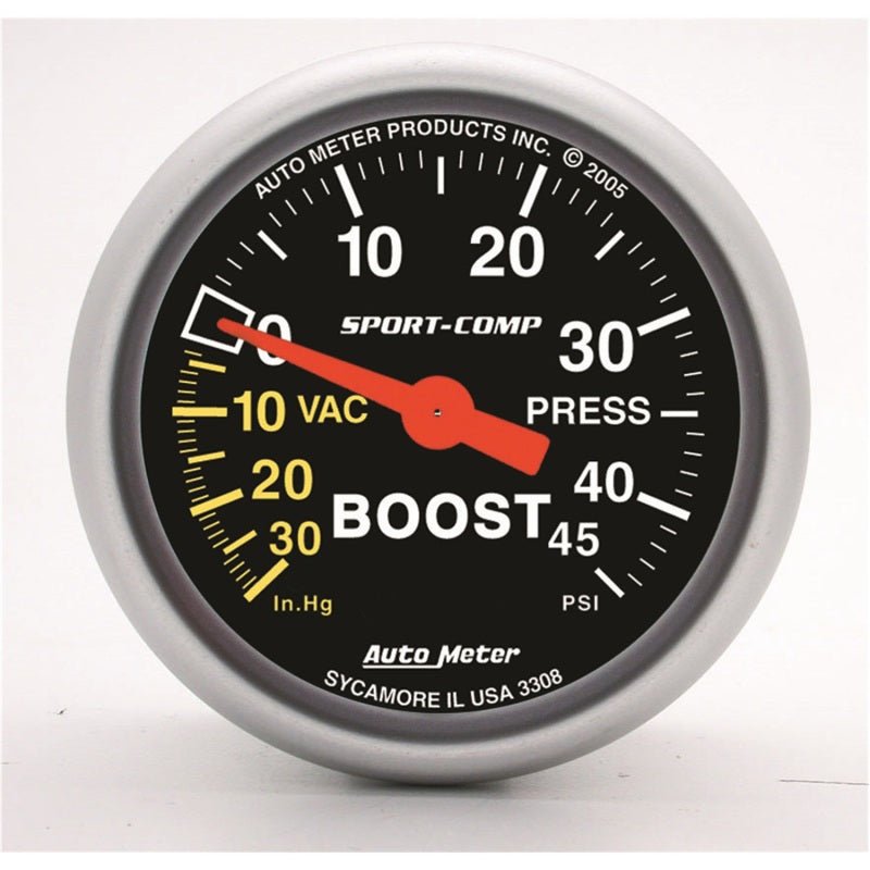 Autometer Sport - Comp 52mm 45 PSI Mechanical Boost Gauge - CPC Performance