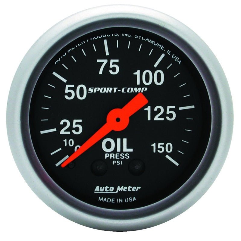 Autometer Sport Comp 52mm Mechanical 0 - 150 PSI Oil Pressure Gauge - CPC Performance