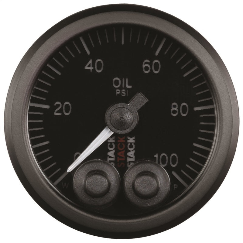 Autometer Stack Instruments Pro Control 52mm 0 - 100 PSI Oil Pressure Gauge - Black (1/8in NPTF Male) - CPC Performance
