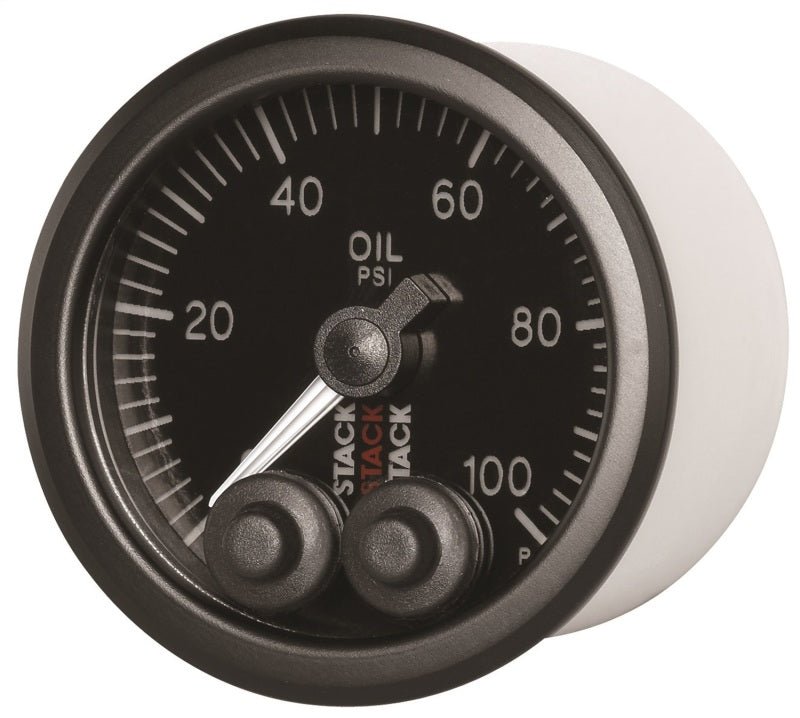 Autometer Stack Instruments Pro Control 52mm 0 - 100 PSI Oil Pressure Gauge - Black (1/8in NPTF Male) - CPC Performance