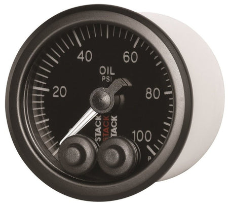 Autometer Stack Instruments Pro Control 52mm 0 - 100 PSI Oil Pressure Gauge - Black (1/8in NPTF Male) - CPC Performance