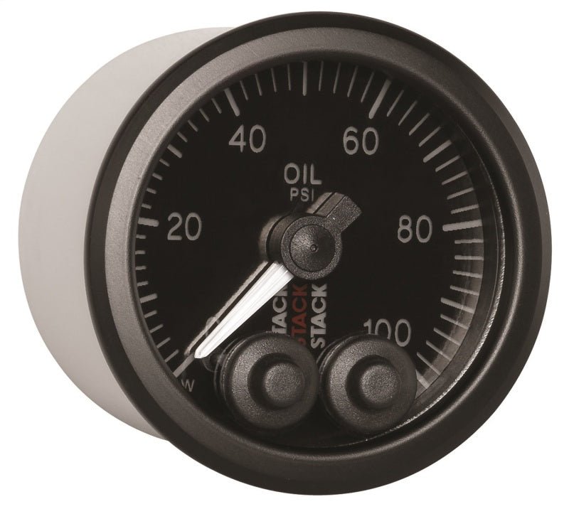 Autometer Stack Instruments Pro Control 52mm 0 - 100 PSI Oil Pressure Gauge - Black (1/8in NPTF Male) - CPC Performance