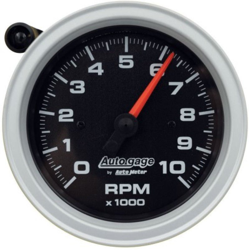 AutoMeter Tachometer Gauge 10K RPM 3 3/4in Pedestal w/Ext. Shift - Light - Black Dial/Black Case - CPC Performance