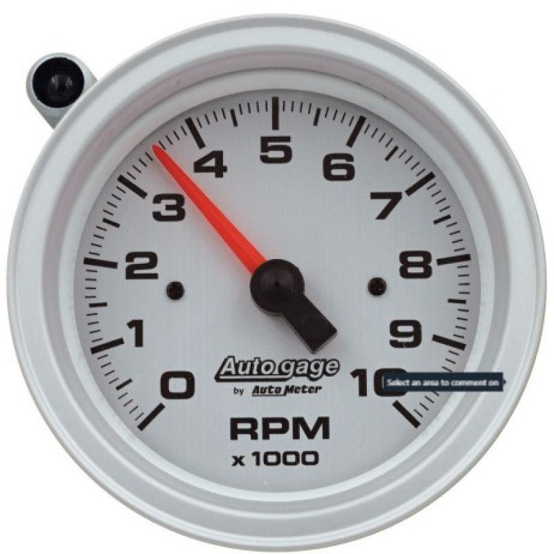 AutoMeter Tachometer Gauge 10K RPM 3 3/4in Pedestal w/Ext. Shift - Light - Silver Dial/Black Case - CPC Performance