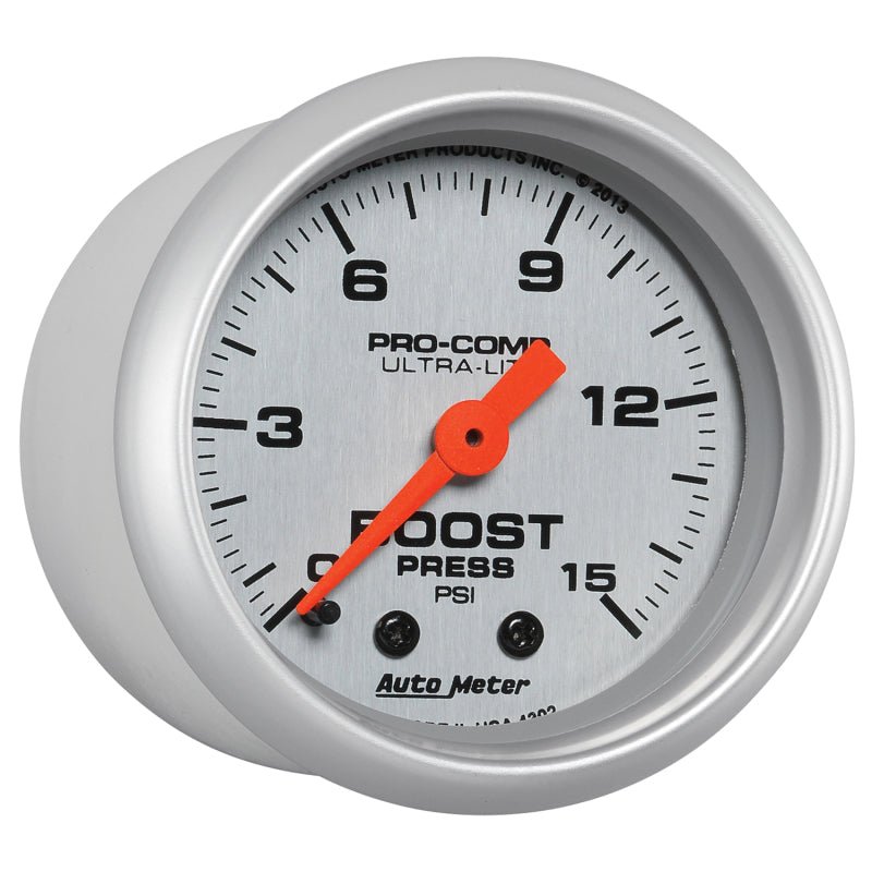 Autometer Ultra - Lite 52mm 0 - 15 PSI Mechanical Boost Gauge - CPC Performance