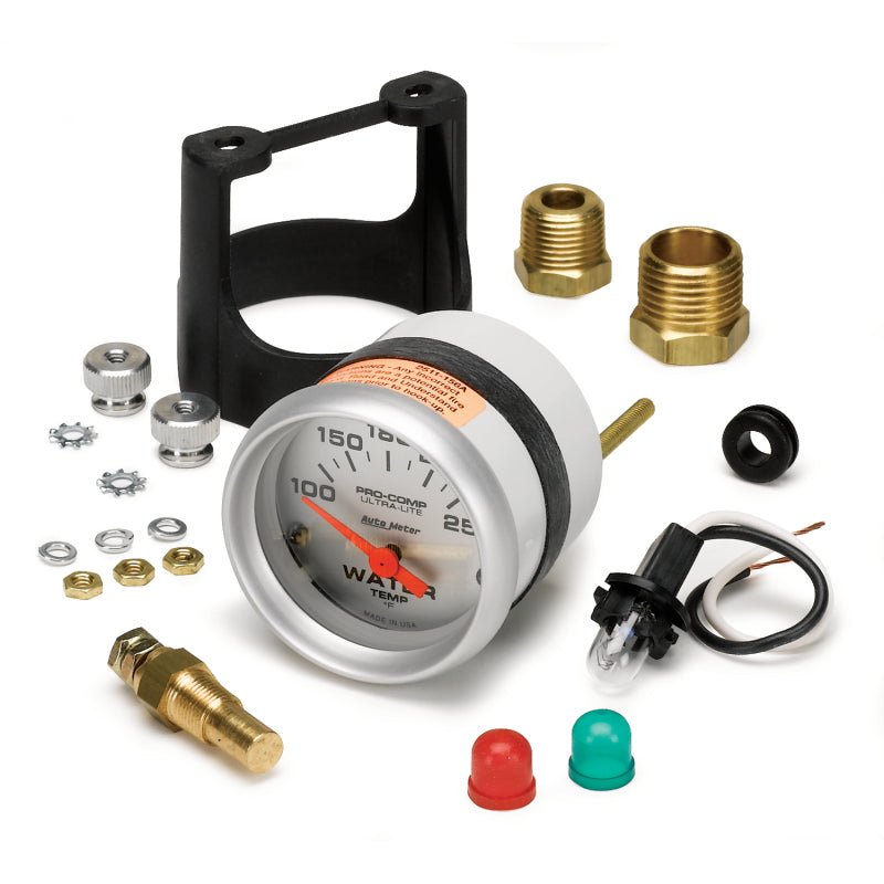 Autometer Ultra - Lite 52mm 100 - 250 Deg F Short Sweep ElectricWater Temp Gauge - CPC Performance
