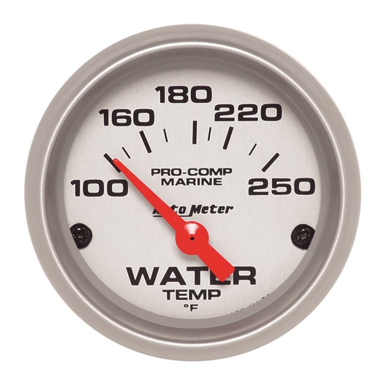 Autometer Water Temp Gauge 2 1/6in 100 - 200 Degree F Electric Marine Silver - CPC Performance