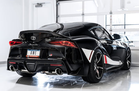 AWE 2020 Toyota Supra A90 Non - Resonated Touring Edition Exhaust - 5in Chrome Silver Tips - CPC Performance