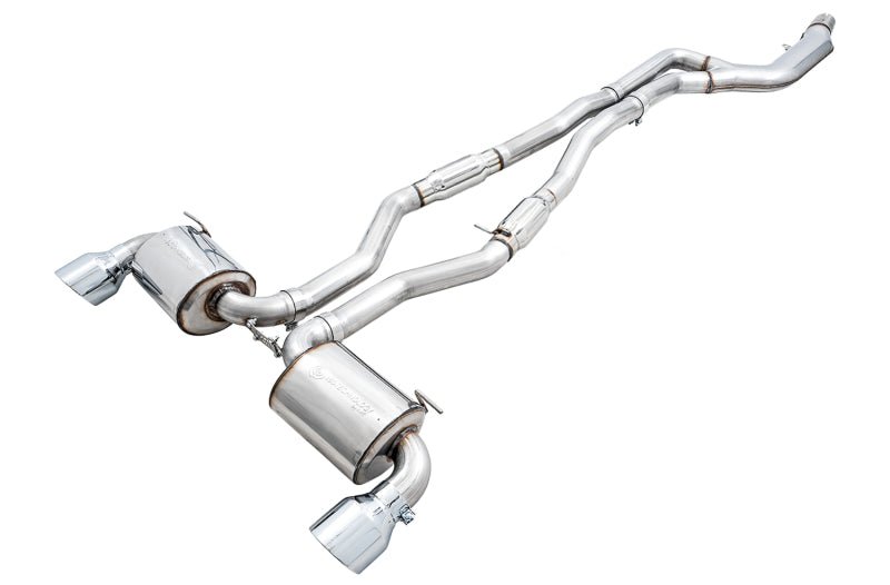 AWE 2020 Toyota Supra A90 Resonated Touring Edition Exhaust - 5in Chrome Silver Tips - CPC Performance