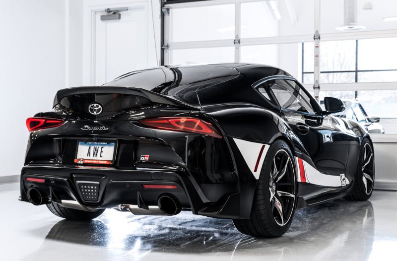 AWE 2020 Toyota Supra A90 Resonated Touring Edition Exhaust - 5in Chrome Silver Tips - CPC Performance