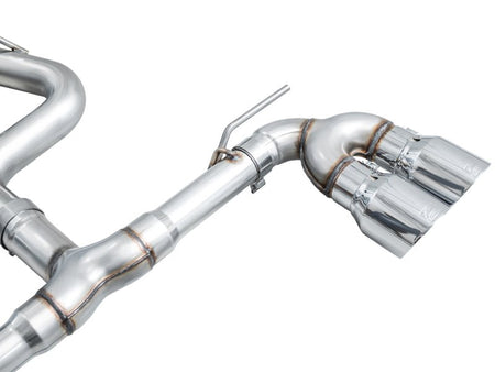 AWE MK8 Volkswagen Golf R 3in Track Edition Quad Exhaust - Chrome Silver Tips - CPC Performance