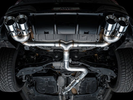 AWE MK8 Volkswagen Golf R 3in Track Edition Quad Exhaust - Chrome Silver Tips - CPC Performance