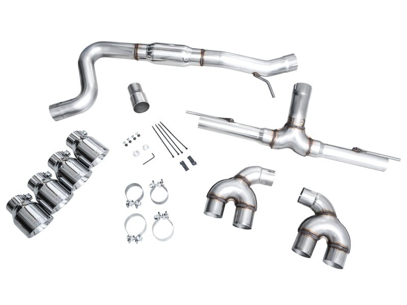 AWE MK8 Volkswagen Golf R 3in Track Edition Quad Exhaust - Chrome Silver Tips - CPC Performance