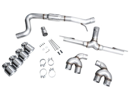 AWE MK8 Volkswagen Golf R 3in Track Edition Quad Exhaust - Chrome Silver Tips - CPC Performance