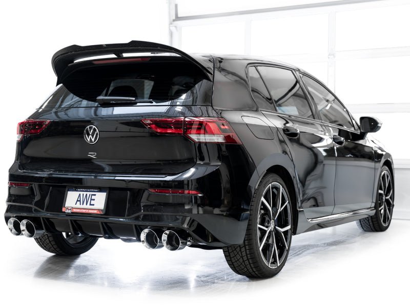 AWE MK8 Volkswagen Golf R 3in Track Edition Quad Exhaust - Chrome Silver Tips - CPC Performance