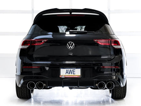 AWE MK8 Volkswagen Golf R 3in Track Edition Quad Exhaust - Chrome Silver Tips - CPC Performance