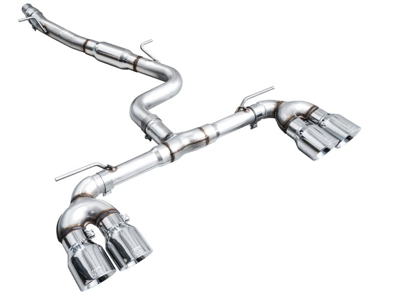AWE MK8 Volkswagen Golf R 3in Track Edition Quad Exhaust - Chrome Silver Tips - CPC Performance