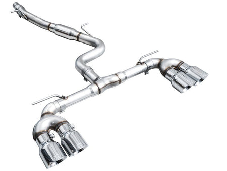 AWE MK8 Volkswagen Golf R 3in Track Edition Quad Exhaust - Chrome Silver Tips - CPC Performance
