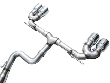 AWE MK8 Volkswagen Golf R 3in Track Edition Quad Exhaust - Chrome Silver Tips - CPC Performance