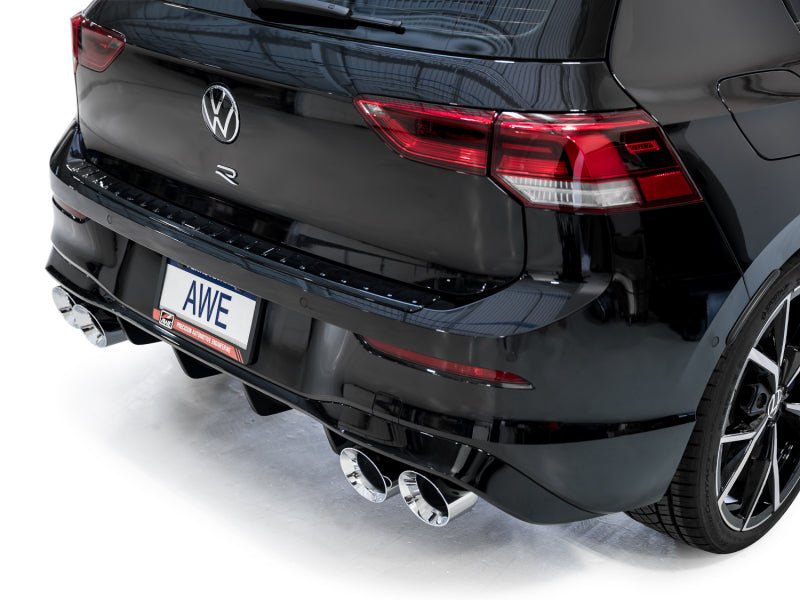 AWE MK8 Volkswagen Golf R 3in Track Edition Quad Exhaust - Chrome Silver Tips - CPC Performance
