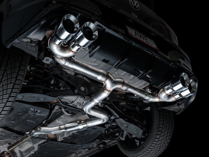 AWE MK8 Volkswagen Golf R 3in Track Edition Quad Exhaust - Chrome Silver Tips - CPC Performance