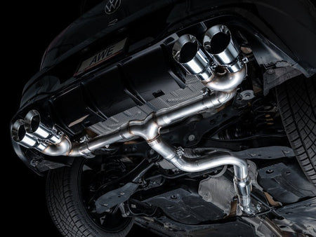 AWE MK8 Volkswagen Golf R 3in Track Edition Quad Exhaust - Chrome Silver Tips - CPC Performance