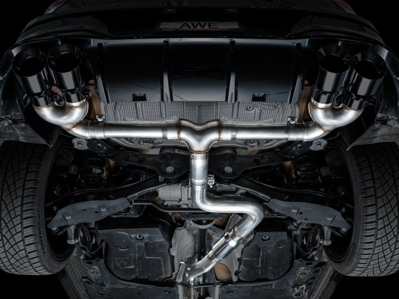 AWE MK8 Volkswagen Golf R 3in Track Edition Quad Exhaust - Diamond Black Tips - CPC Performance