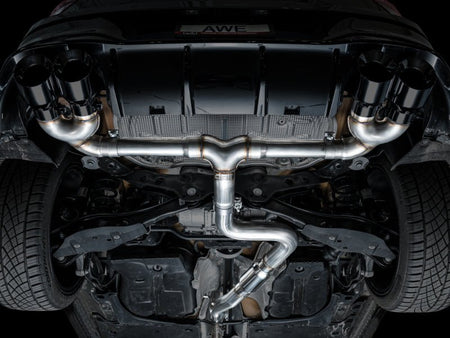 AWE MK8 Volkswagen Golf R 3in Track Edition Quad Exhaust - Diamond Black Tips - CPC Performance