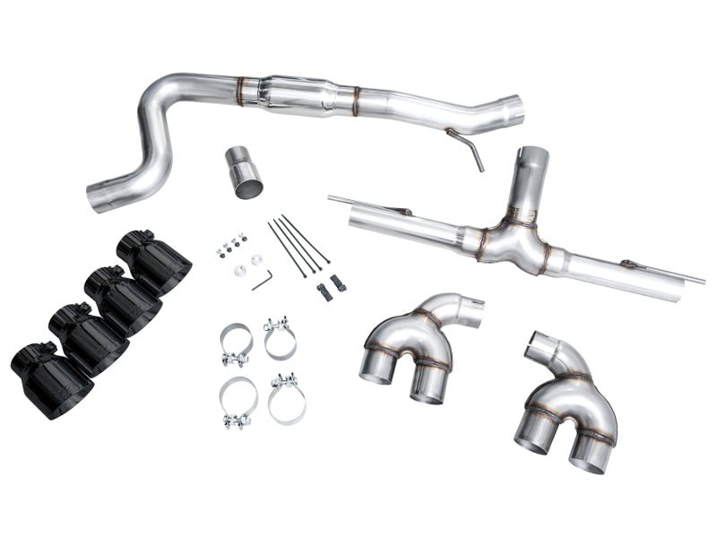 AWE MK8 Volkswagen Golf R 3in Track Edition Quad Exhaust - Diamond Black Tips - CPC Performance