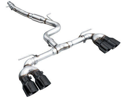 AWE MK8 Volkswagen Golf R 3in Track Edition Quad Exhaust - Diamond Black Tips - CPC Performance