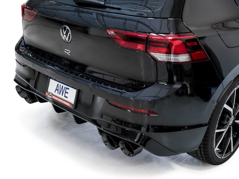 AWE MK8 Volkswagen Golf R 3in Track Edition Quad Exhaust - Diamond Black Tips - CPC Performance