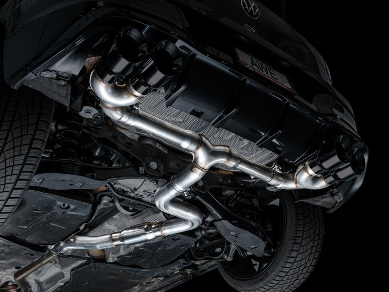 AWE MK8 Volkswagen Golf R 3in Track Edition Quad Exhaust - Diamond Black Tips - CPC Performance
