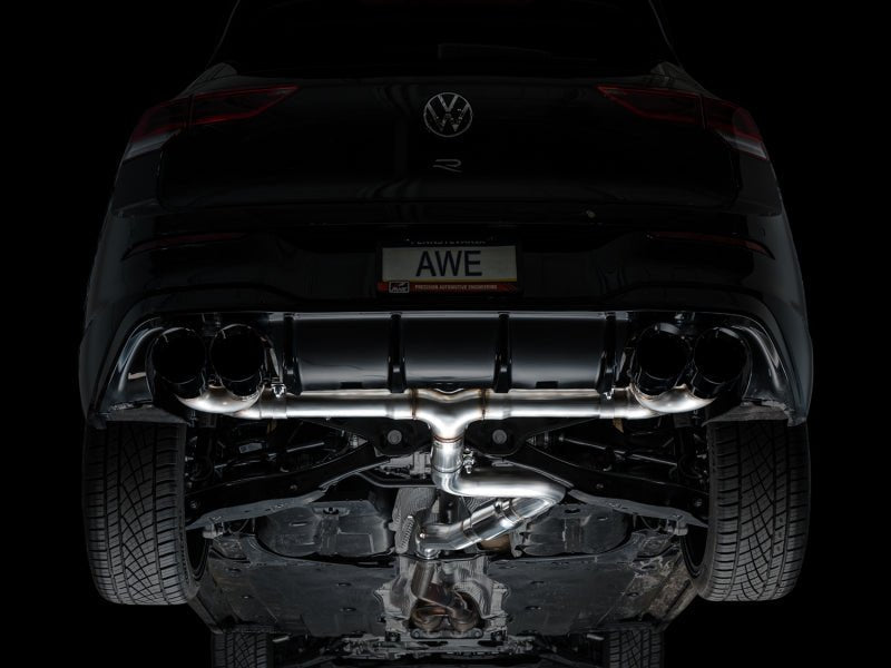 AWE MK8 Volkswagen Golf R 3in Track Edition Quad Exhaust - Diamond Black Tips - CPC Performance