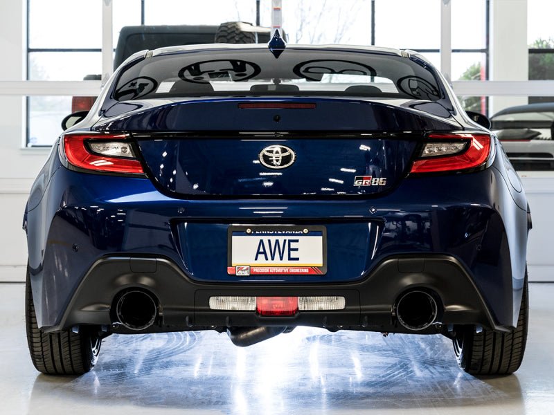 AWE Subaru BRZ / Toyota GR86 / Toyota 86 Track Edition Cat - Back Exhaust - Diamond Black Tips - CPC Performance