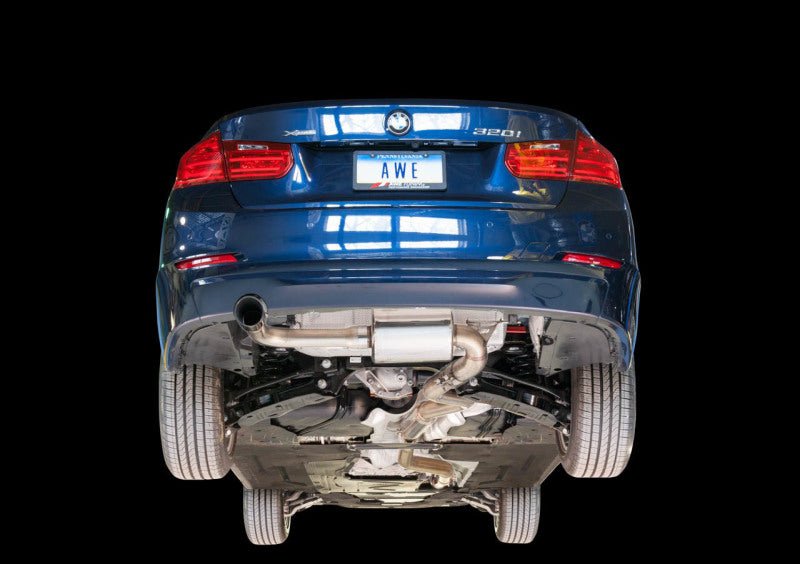 AWE Tuning 13 - 18 BMW 320i (F30) Touring Edition Exhaust w/ Performance Mid Pipe - Diamond Blk Tips - CPC Performance